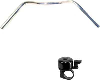 Image de Guidon de vélo Guidon de vélo en acier argenté L 600 mm Serrage 25,4 mm Sonnette incluse