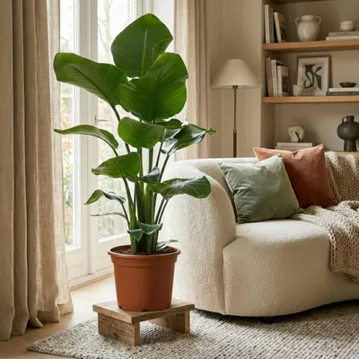 Image de Green boutiQ - Plante d'intérieur - Oiseau de paradis - Strelitzia Nicolai - Vert - Entretien facile - 1 Plante - Pot 19cm - Hauteur 80 - 90cm