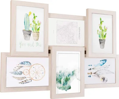 Produktbild von EUGAD Bilderrahmen für 6 Fotos, aus MDF-Platten, Wandmontage, Eiche, 10x15 cm