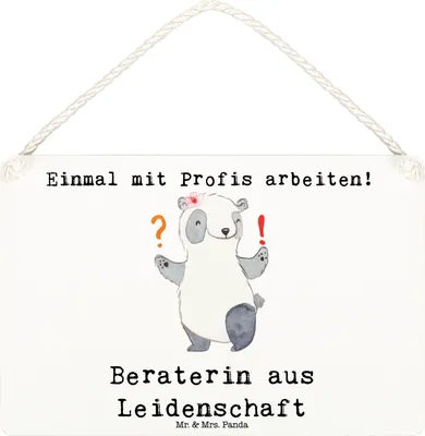 Produktbild von Mr. & Mrs. Panda Schild Beraterin Leidenschaft DIN A6 - Weiß - Geschenk, Lustig, Beruf, holzbild, Wandbild Holz, IT Beratung, Witzig, Türschild, wandtafel, Spruch