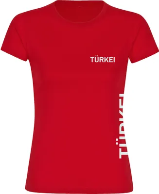 Produktbild von multifanshop Damen T-Shirt - Türkei - Brust & Seite, rot, Größe L