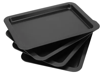 4 Backbleche Kohlenstoffstahl 33x23x2 cm Antihaft schwarz