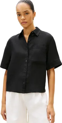 Produktbild von Tommy Hilfiger Damen Hemd Linen Relaxed Fit, Schwarz (Black), S