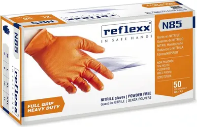 Produktbild von Reflexx N85 Nitrilhandschuhe ohne Puder, 100 % latexfrei, 8,4 g, Kat.3, 50 Stück, M