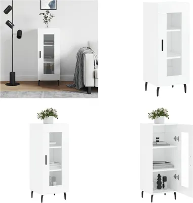 Produktbild von vidaXL Sideboard Hochglanz Weiß 34,5x34x90 cm Holzwerkstoff - Sideboard - Sideboards - Schrank - Aufbewahrungsschrank