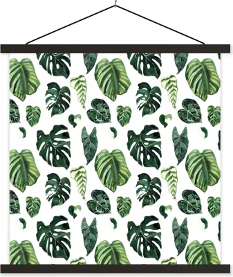 Produktbild von MuchoWow® Textilposter Blätter - Tropisch - Grün 40x40 cm mit schwarzem Rahmen - Fotos