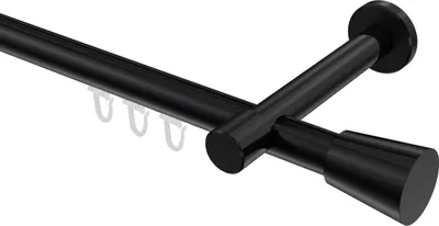 Produktbild von Interdeco Innenlaufstange / Gardinenstange mit Innenlauf Schwarz, Typ Prestige Sitra (Konus), 20 mm Ø 1-läufig, 220 cm