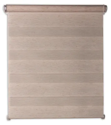 Produktbild von Deco4Me Doppelrollo Klemmfix ohne Bohren – Duo Rollo mit Kettenzug, lichtdurchlässig & blickdicht, Holzoptik – 120 x 160 cm, Beige meliert
