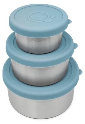 Produktbild von Smikkels Edelstahl Snackdosen Set - 3 Stück blau 110/220/400 ml BPA-frei