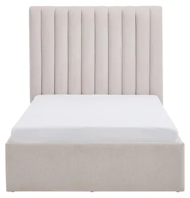 Produktbild von Bett mit Bettkasten 90 x 200 cm – Stoff – Beige – SARANELI