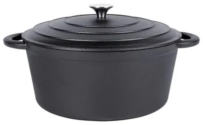 Obrázok produktu pre Liatinový hrniec - Liatinová pokrievka - Priemer 28 cm - Objem 5,9 l - Čierna farba