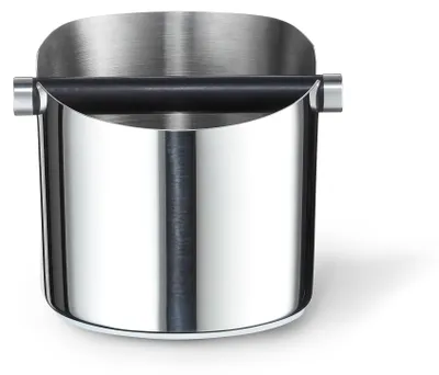 Immagine prodotto di Tchibo Knock-Box, vaschetta di raccolta fondi, per macchine per caffè espresso con portafiltro, per smaltire facilmente i fondi di caffè umidi, argento/nero, acciaio inossidabile e gomma