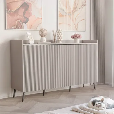 Produktbild von IDOHOME-TV-Schrank SCALA 150 cm Kaschmir Beinen gerrifelten Fronten Moderner TV-Lowboard Medienmöbel Fernsehschrank