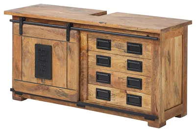Produktbild von home24 Waschbeckenunterschrank - Mango Massiv / Eisen - Mango / Schwarz