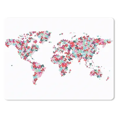 Produktbild von MuchoWow® Mauspad Mousepad Weltkarte - Schmetterlinge - Farben 40x30 cm - Mousepads - Maus Mat - Pad - Mausunterlage - Anti Rutsch
