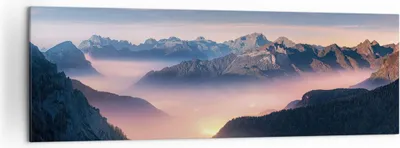 Produktbild von Bild auf Leinwand - Leinwandbild - Einteilig - Berge Wolken Nebel - 160x50cm - Wand Bild - Wanddeko - Wandbilder - Leinwanddruck - Bilder - Wanddekoration - Leinwand bilder - Wandbild - AB160x50-5004