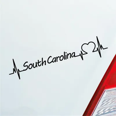 Produktbild von Auto Aufkleber South Carolina Herz Herzschlag 19x4 cm Schwarz Glanz Sticker Heckscheibenaufkleber