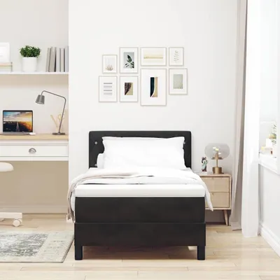 Zdjęcie produktu dla Maison Exclusive - Łóżko z sprężyną LED z materacem Czarny 100 x 200 cm Aksamit