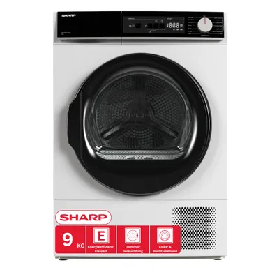 Produktbild von Sharp KD-NHA9G6TWE-DE Wärmepumpentrockner 9 kg EEK E, 15 Programme, BubbleDrum, Knitterschutz, Sensortrocknung, LED-Trommelbeleuchtung, Weiß
