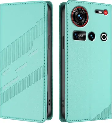 Produktbild von Hülle für ZTE Nubia Z70 Ultra, Kunstleder Brieftaschen Handyhülle mit Kartenfach und Standfunktion Türkis