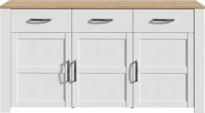 Image de Buffet BOHOL Blanc, 166,1 cm, 3 portes, 3 tiroirs