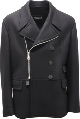 Obrázok produktu pre 7965AI cappotto jersey uomo NEIL BARRETT mužský kabát zo zmesi vlny a bavlny čierny