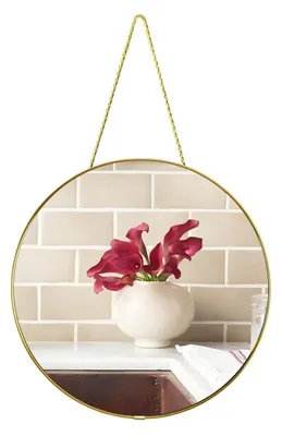 Immagine prodotto di Specchio da parete rotondo, diametro 32 cm, cornice in plastica dorata