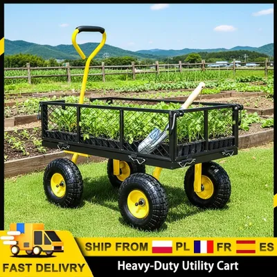 Image de Chariote à jardin robuste, 2-en-1, avec roues tout-terrain