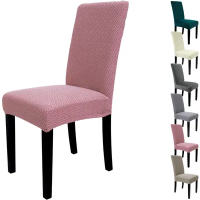 Esszimmerstuhlbezüge 4er-Set, Jacquard-Pastellrosa, Stretch