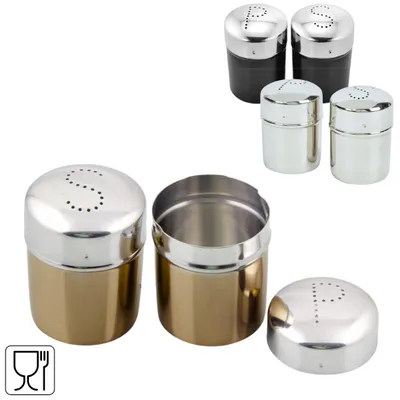 Productafbeelding van Zout- en peperstrooier van roestvrij staal 7 cm, 3 stuks, set van 2