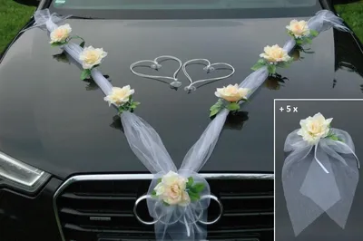 Produktbild von Elzusha – Dekoration für Hochzeitsautos mit Organza und Schleifen