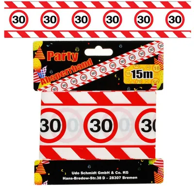 Produktbild von 1 Dekoband Absperrband Geburtstag Zahl 30 Deko 15m