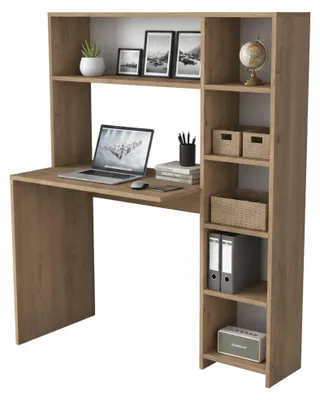 Produktbild von Schreibtisch Dghin, Mehrzweckschreibtisch, Bürotisch für PC, Eckschreibtisch, 113x40h142 cm, Eiche