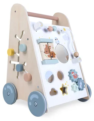 Obrázok produktu pre Drevené chodítko ECOTOYS pre deti 18+ mes. – edukačné s kockami a pohyblivými prvkami