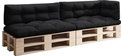 Produktbild von sunnypillow Palettenkissen für Palettenmöbel - 5er Set - Palettenauflage 120 x 80 für Palettensofa - Palettenpolster für Garten, Gesteppte Kissen für Europaletten - Sitzkissen & Rückenkissen Schwarz