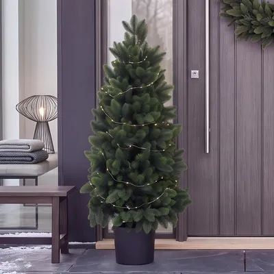 Image de Arbre de Noël HWC-R29, arbre décoratif, arbre artificiel, plante artificielle, sapin artificiel, pour extérieur, polyéthylène, 85 cm