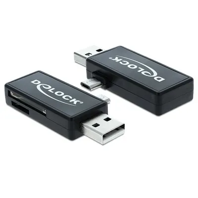 Produktbild von DELOCK Card Reader USB micro B -> SD/microSD OTG extern