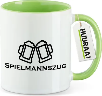 Produktbild von Huuraa Kaffeetasse Spielmannszug Schützenfest 330ml Grün Keramik Kaffeebecher Geschenkidee