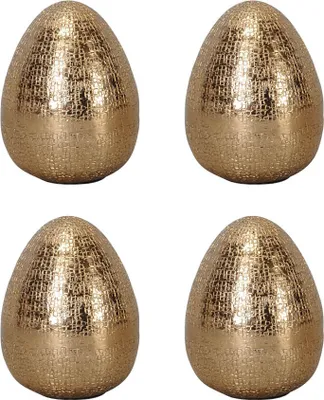 Produktbild von 4tlg. Dekoei GOLDEN gold aus Aluminium H9,5cm Metallei stehende Ostereier Ostern