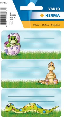 Immagine prodotto di HERMA Schuletiketten Schule Dinosaurier beglimmert 2 Blatt 6 Stück
