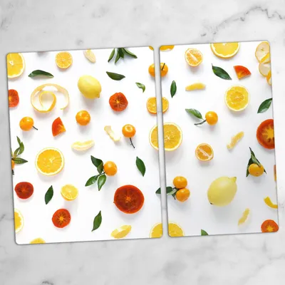 Produktbild von Glas-Herdabdeckplatten Glaskeramikkochfeld-Abdeckung Spritzschutz Schneidebrett Zweiteilige Glas 70x52 cm Obst