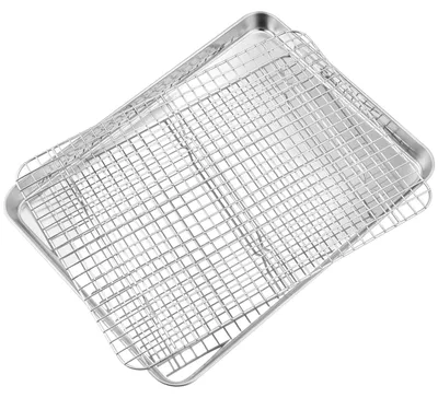 Produktbild von Backblech Kuchengitter Ofenform Tortenrost - Rechteckig - 40,5 x 30,5 x 2,5 cm - Edelstahl - Für Backofen und Küche