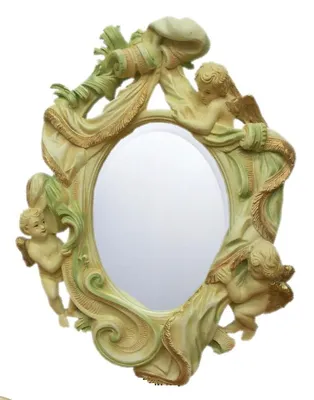 Zdjęcie produktu dla Designerskie lustro z amorkami dekoracja ścienna lustro ścienne dekoracja 84x65cm nowość