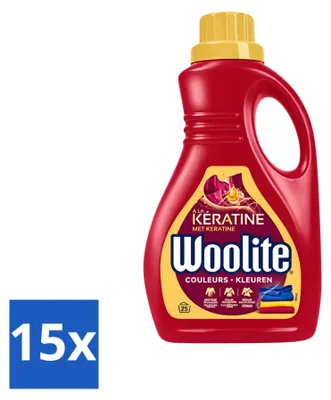 Produktbild von 15 x Woolite Color Flüssigwaschmittel mit Keratin für Buntwäsche, 1,5 l - Vorteilspackung - 15 Stücke