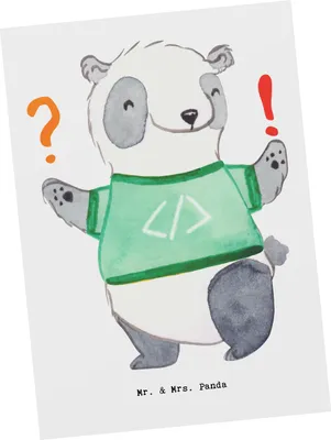 Produktbild von Mr. & Mrs. Panda Postkarte Panda Programmierer Abenteuer - Weiß - Geschenk, Geschenke Berufe, Fotokarte, Ansichtskarte, Ansichtskarten, Grußkarte, Postkarten