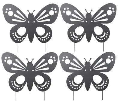 Image de Lot de 4 Décorations de Jardin Papillon en Métal Noir à Planter 76 x 65 cm