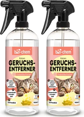 Produktbild von bio-chem Katzen Geruchsentferner Spray 2x 750 ml - Enzymreiniger mit Mikroorganismen - Geruchsneutralisierer gegen Katzenurin Geruch - Entfernt Gerüche aus Sofa, Teppich, Polster -  DE