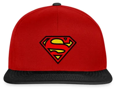 Produktbild von Spreadshirt Superman Logo S-Shield Stick Snapback Cap, One size, Rot/Schwarz