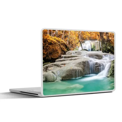 Produktbild von MuchoWow® Laptop Aufkleber Sticker Cover Wald - Wasserfall - Herbst 30x22 cm - Laptop-Sticker