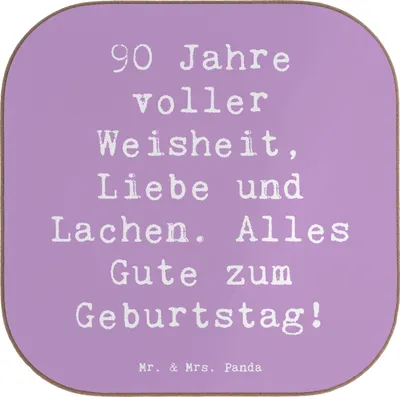 Produktbild von Mr. & Mrs. Panda Holzuntersetzer Spruch 90. Geburtstag - Lavendeltraum - Geschenk, Geburtstagsgeschenk, Alter, gläseruntersetzer, Erinnerungen, Erfahrungen, 90 Jahre